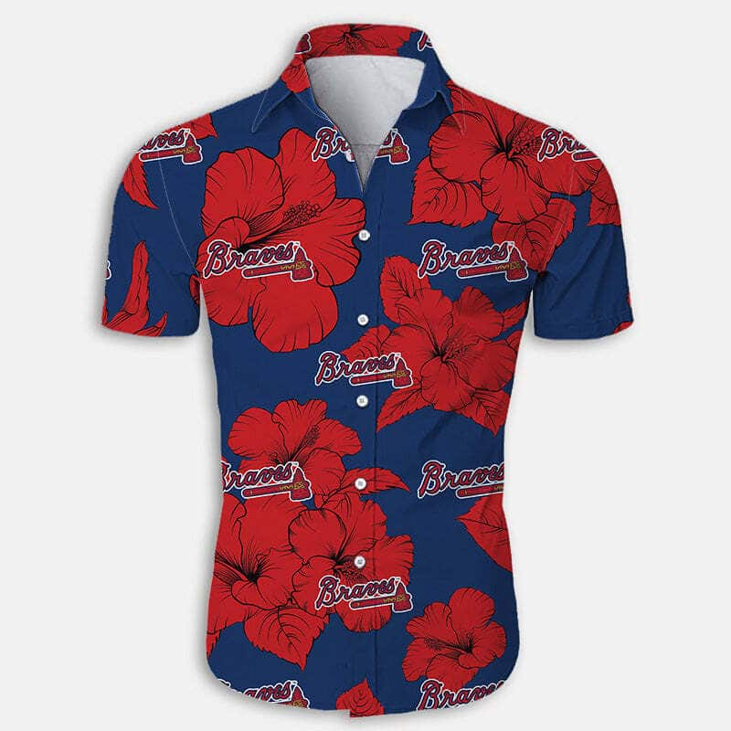 MLB Atlanta Braves Hawaiian Shirt Hibiscus Flower Pattern All Over Print