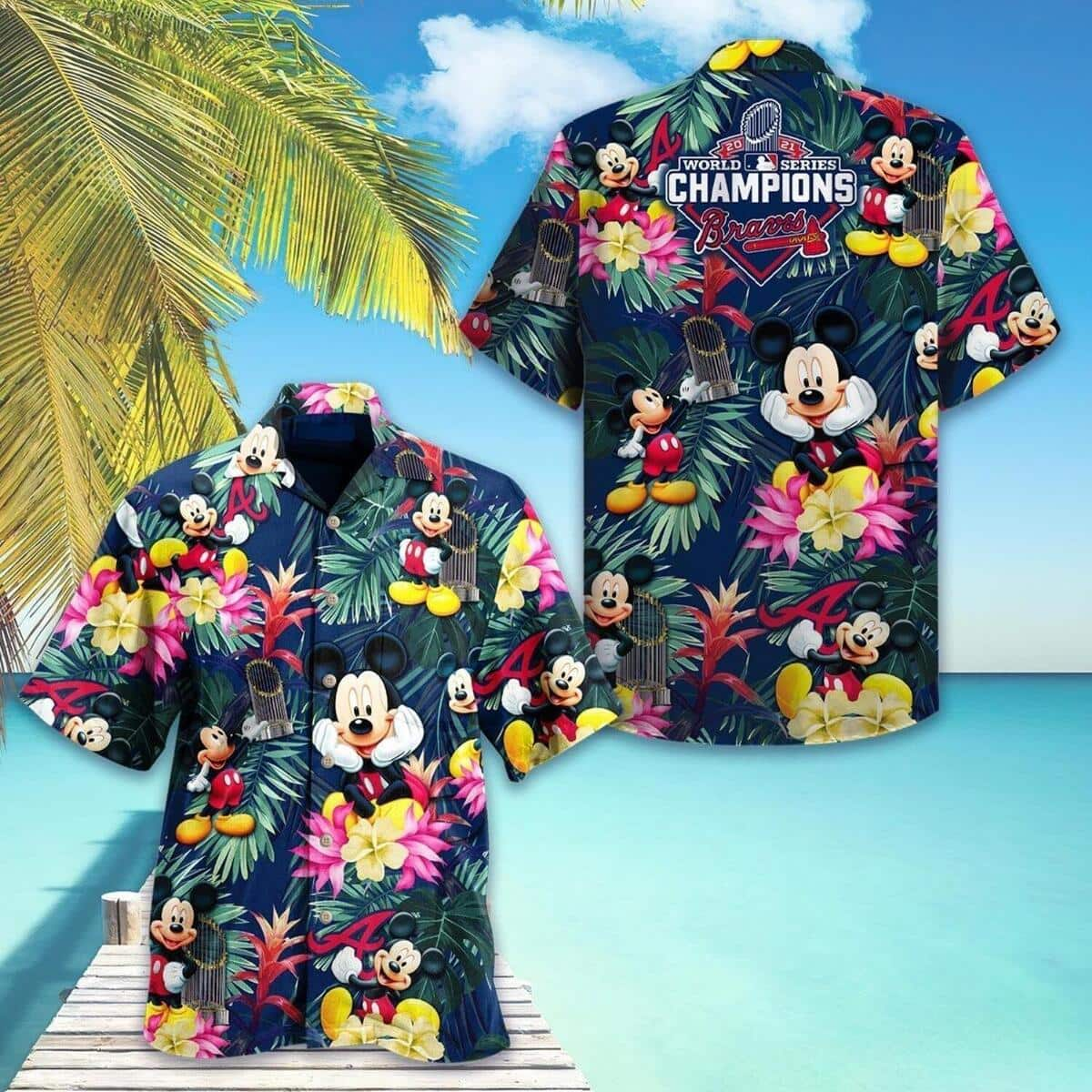 Atlanta Braves Hawaiian Shirt Disney Mickey World Series Champions