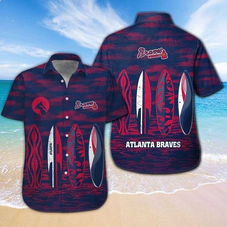 Atlanta Braves Hawaiian Shirt Surfing Pattern All Over Print