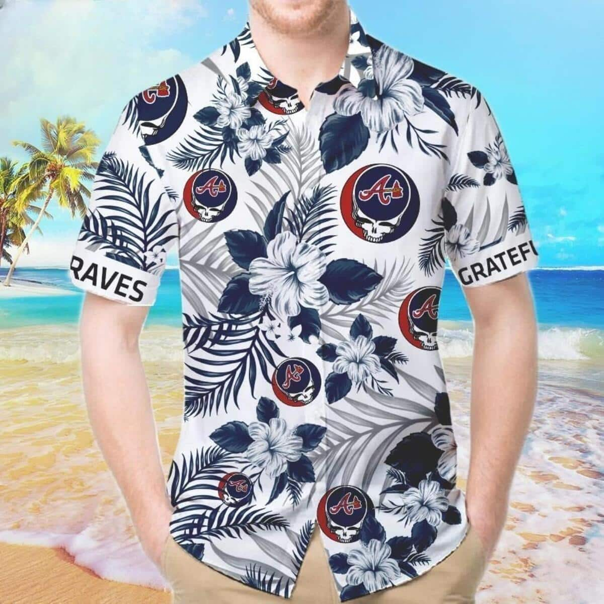 Atlanta Braves Hawaiian Shirt Tropical Flower Pattern Beach Lovers Gift