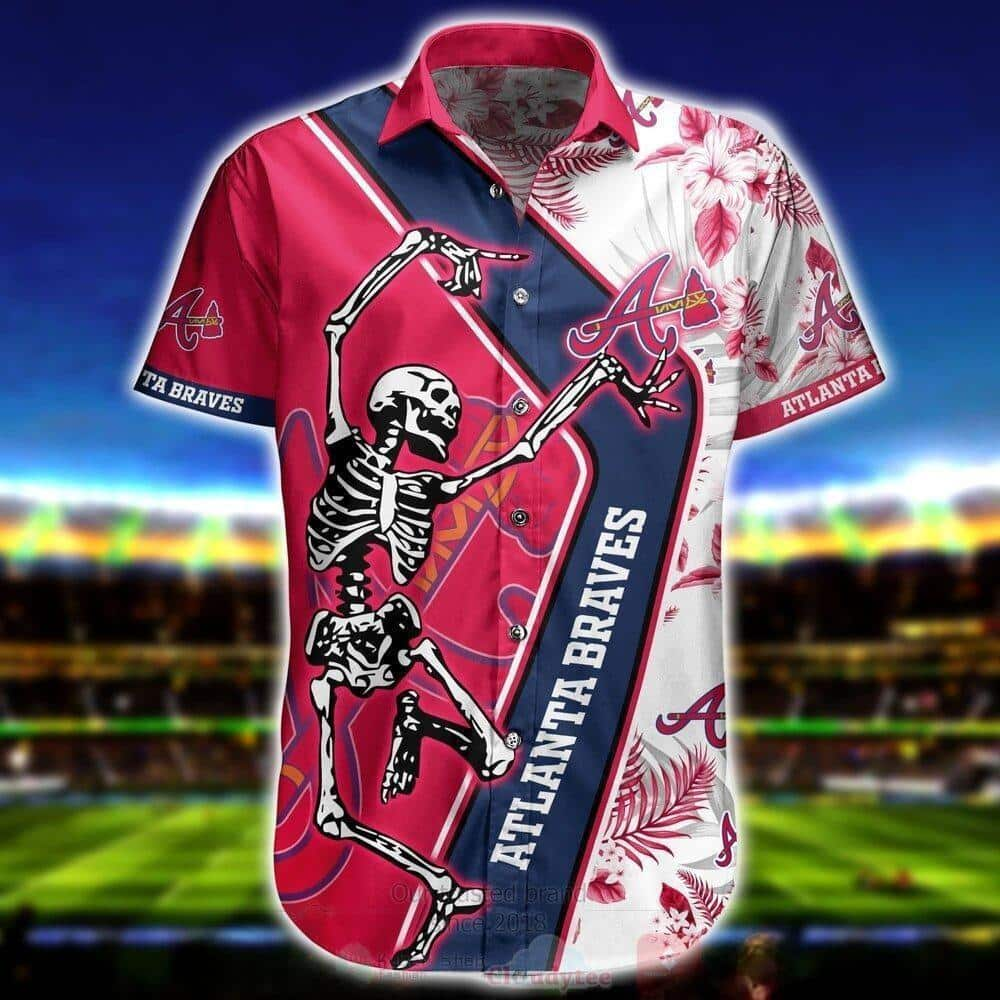 MLB Atlanta Braves Hawaiian Shirt Skeleton Sports Gift For Dad