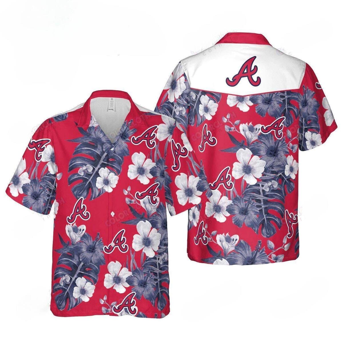 Atlanta Braves Hawaiian Shirt Tropical Pattern Practical Beach Gift