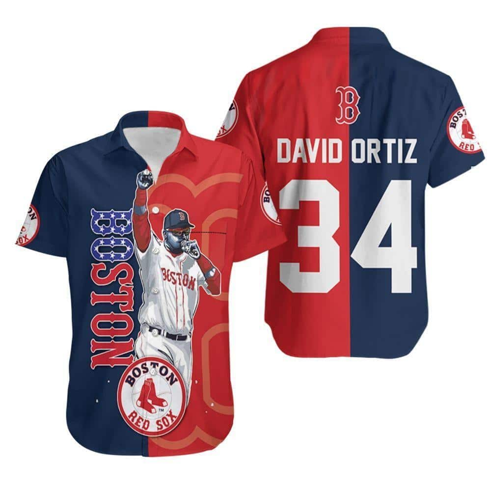 MLB David Ortiz 34 Boston Red Sox Hawaiian Shirt Gift For Baseball Fans