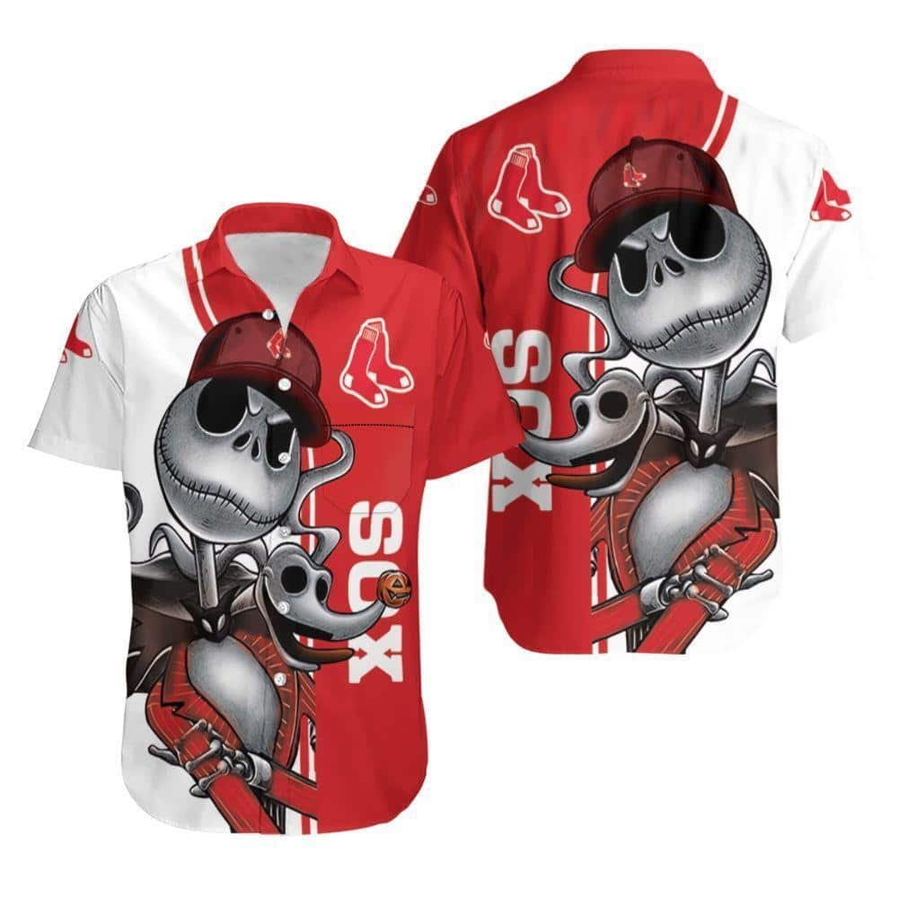 Boston Red Sox Hawaiian Shirt Jack Skellington And Zero Baseball Fans Gift