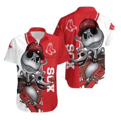 Boston Red Sox Hawaiian Shirt Jack Skellington And Zero Baseball Fans Gift