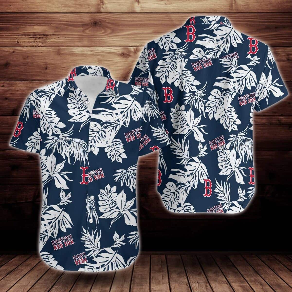 Boston Red Sox Hawaiian Shirt Tropical Flower Beach Lovers Gift