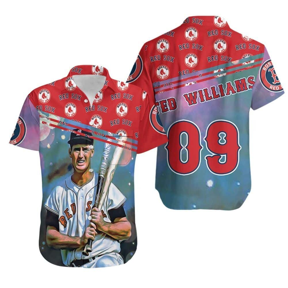 Ted Williams 9 Boston Red Sox Hawaiian Shirt Gift For Baseball Fans