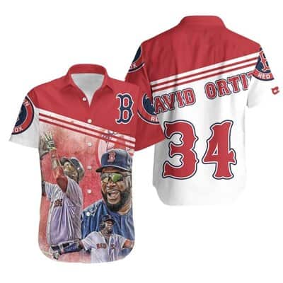 David Ortiz 34 Boston Red Sox Hawaiian Shirt Gift For Baseball Fans David Ortiz 34 Boston Red Sox Hawaiian Shirt Gift For Baseball Fans