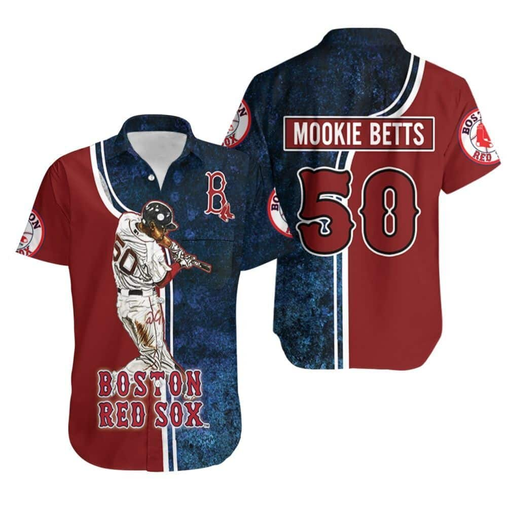 50 Mookie Betts Boston Red Sox Hawaiian Shirt Sports Gift For Dad