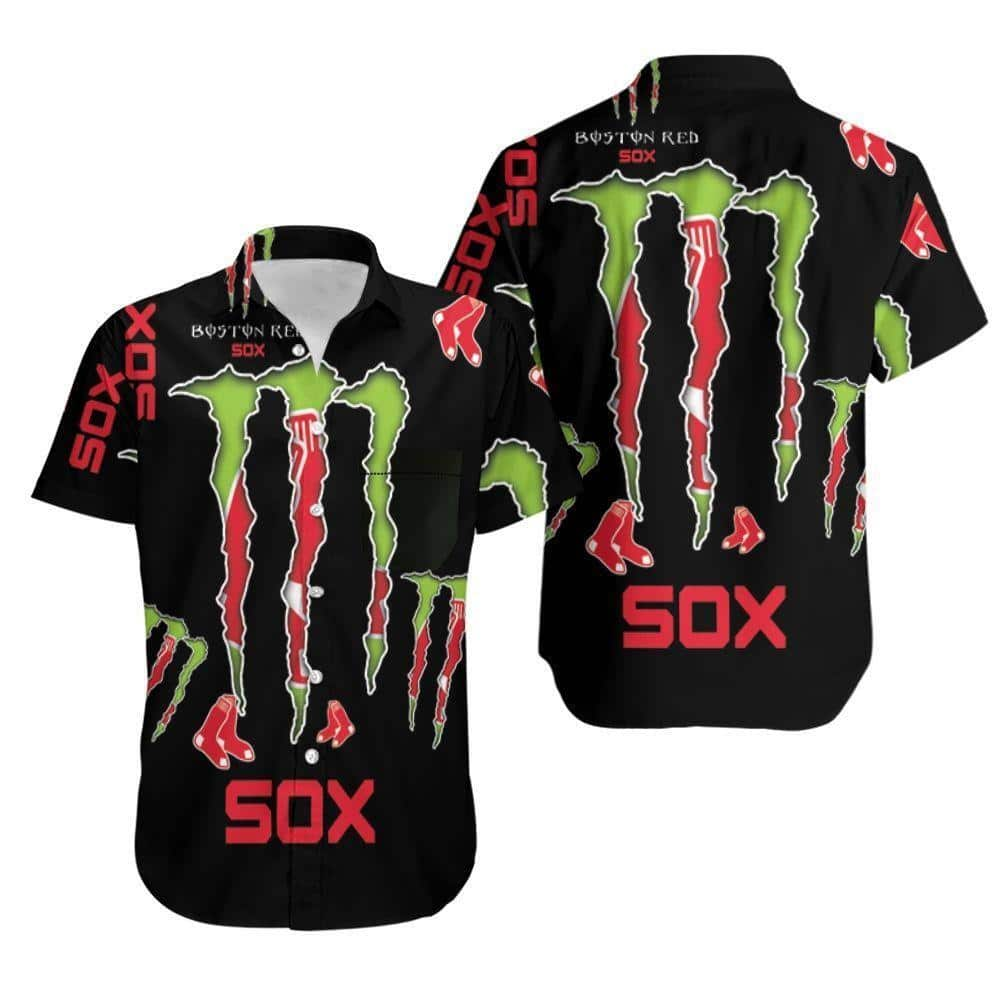 MLB Boston Red Sox Hawaiian Shirt Monster Energy Logo Gift For Sport Fans