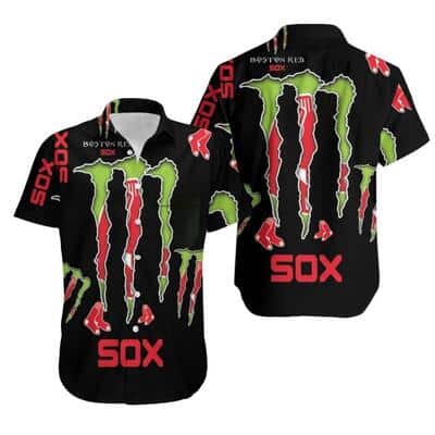 MLB Boston Red Sox Hawaiian Shirt Monster Energy Logo Gift For Sport Fans MLB Boston Red Sox Hawaiian Shirt Monster Energy Logo Gift For Sport Fans