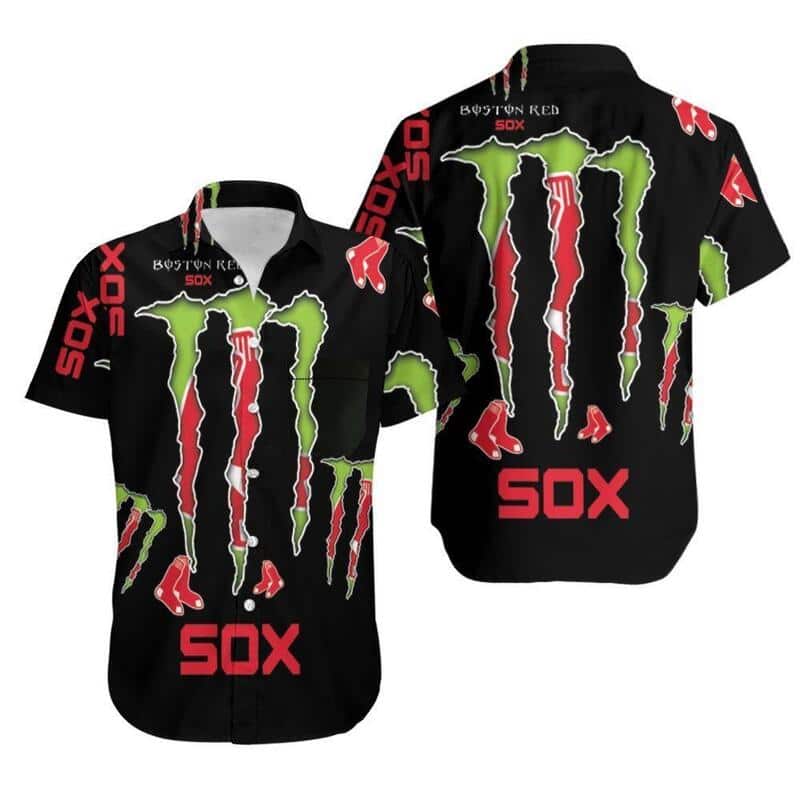 MLB Boston Red Sox Hawaiian Shirt Monster Energy Logo Gift For Sport Fans MLB Boston Red Sox Hawaiian Shirt Monster Energy Logo Gift For Sport Fans