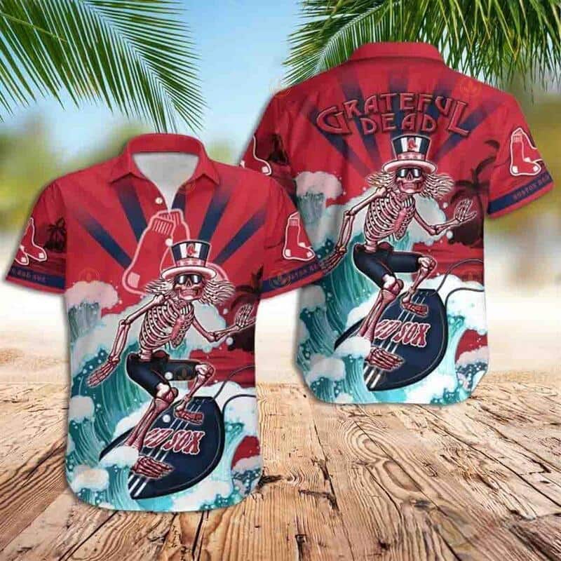 Boston Red Sox Hawaiian Shirt Grateful Dead Baseball Fans Gift Boston Red Sox Hawaiian Shirt Grateful Dead Baseball Fans Gift