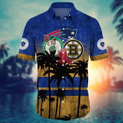 MLB Boston Red Sox New England Patriots Boston Celtics Boston Bruins Hawaiian Shirt MLB Boston Red Sox New England Patriots Boston Celtics Boston Bruins Hawaiian Shirt