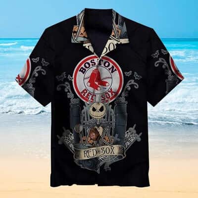 Jack Skellington Boston Red Sox Hawaiian Shirt Practical Beach Gift Jack Skellington Boston Red Sox Hawaiian Shirt Practical Beach Gift