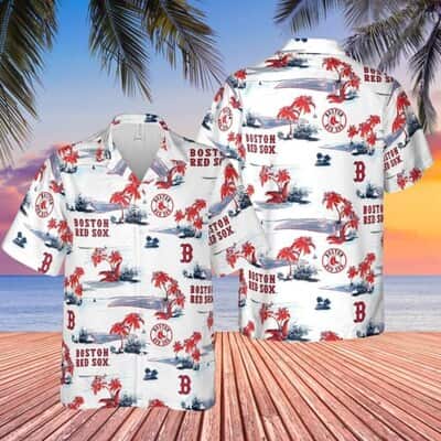 MLB Boston Red Sox Hawaiian Shirt Island Pattern On White Theme MLB Boston Red Sox Hawaiian Shirt Island Pattern On White Theme