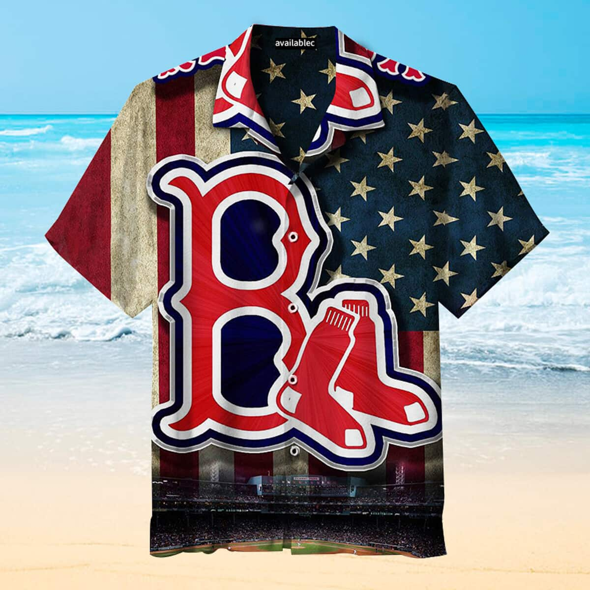 Boston Red Sox Hawaiian Shirt American Flag Independence Day Sport Gift