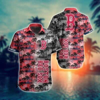Boston Red Sox Hawaiian Shirt Palm Trees Pattern Gift For Beach Trip