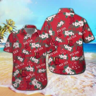 Boston Red Sox Hawaiian Shirt Tropical Pattern Summer Beach Gift Boston Red Sox Hawaiian Shirt Tropical Pattern Summer Beach Gift