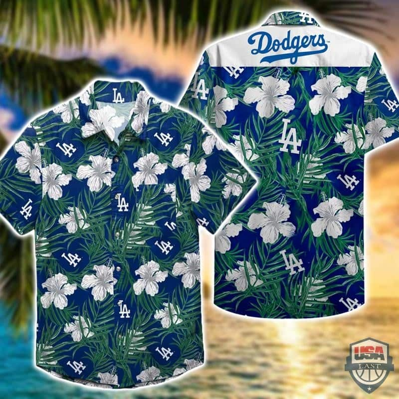 Los Angeles Dodgers Hawaiian Shirt Hibiscus Pattern Summer Beach Gift