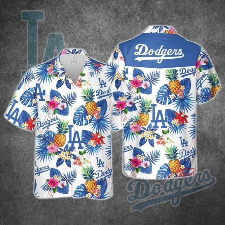 Los Angeles Dodgers Hawaiian Shirt Tropical Pineapple Pattern Practical Beach Gift