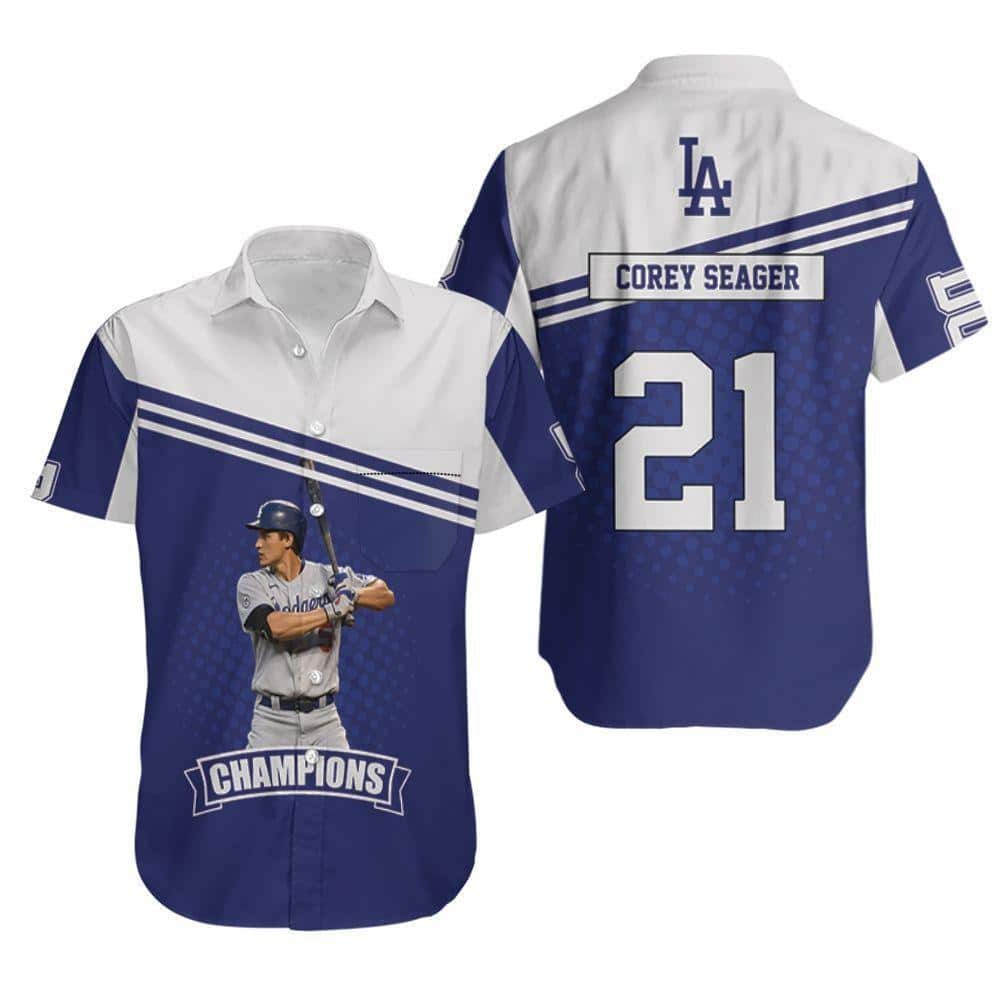 Los Angeles Dodgers Hawaiian Shirt Corey Seager Sport Gift For Dad