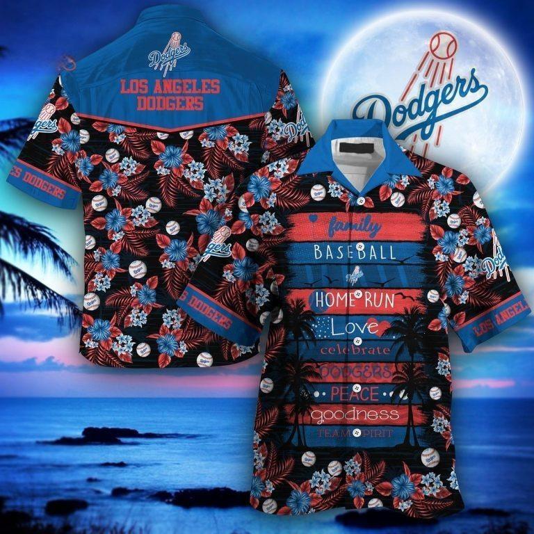 MLB Los Angeles Dodgers Hawaiian Shirt Tropical Flower Pattern