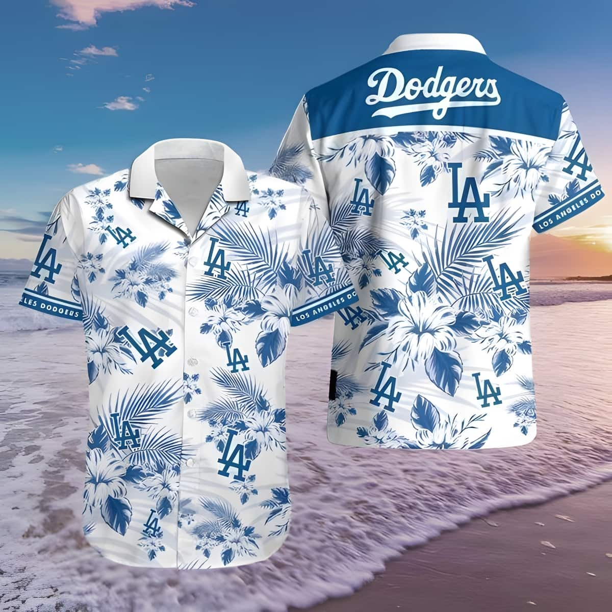 Los Angeles Dodgers Hawaiian Shirt Tropical Flower Pattern All Over Print