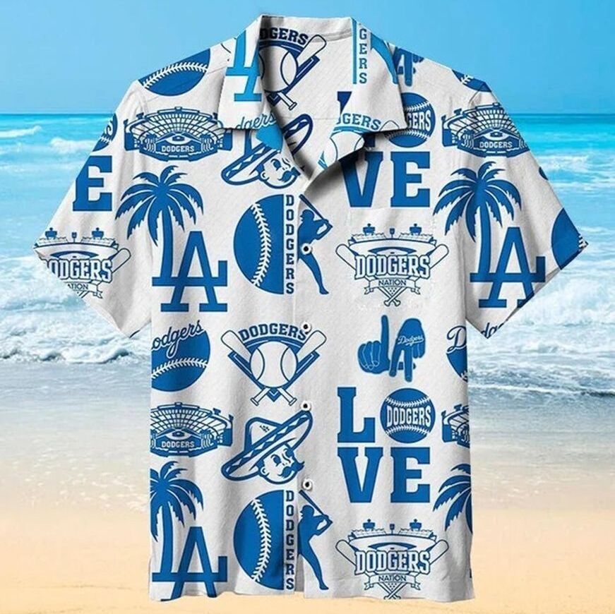 White Aloha Los Angeles Dodgers Hawaiian Shirt Summer Vacation Gift