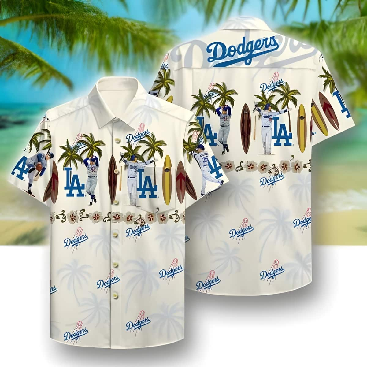 Vintage Los Angeles Dodgers Hawaiian Shirt Beach Lovers Gift