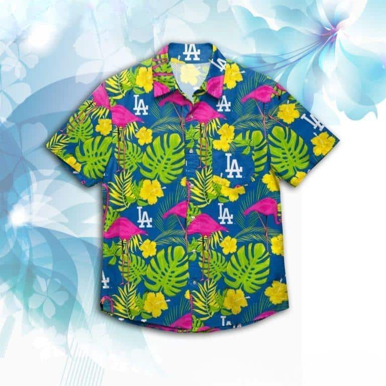 MLB Los Angeles Dodgers Hawaiian Shirt Flamingo Pattern Beach Vacation Gift