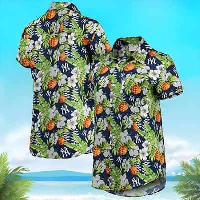 New York Yankees Hawaiian Shirt Pineapple Tropical Flower Pattern Summer Gift New York Yankees Hawaiian Shirt Pineapple Tropical Flower Pattern Summer Gift