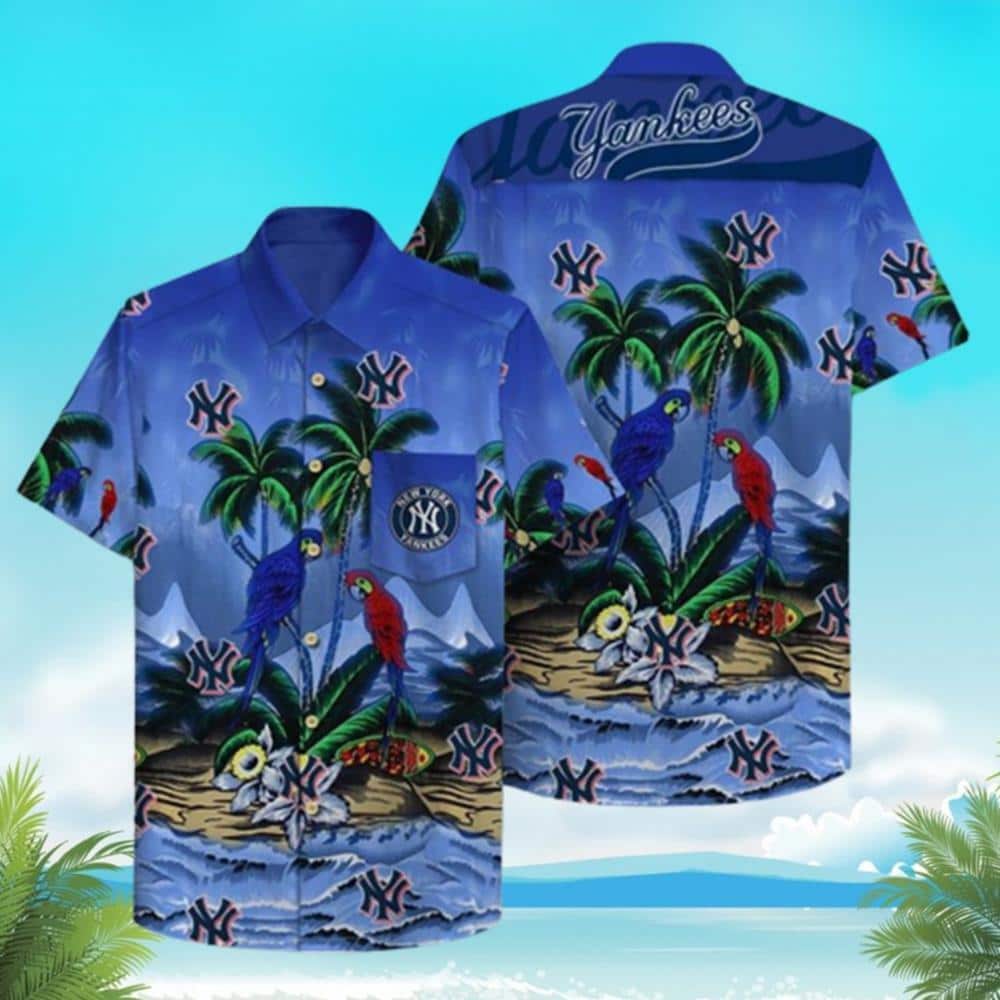 New York Yankees Hawaiian Shirt Parrots Summer Beach Gift