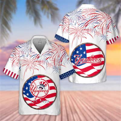 MLB New York Yankees Hawaiian Shirt Fireworks Independence Day