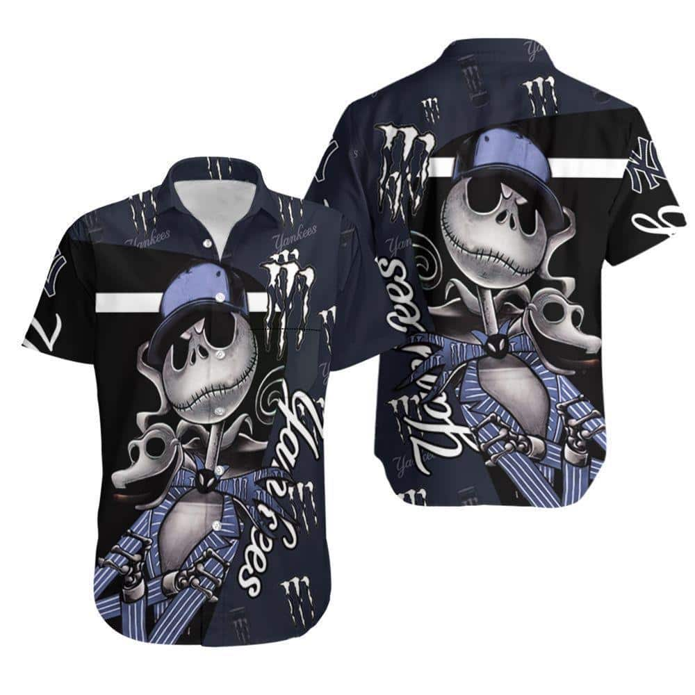 New York Yankees Hawaiian Shirt Monster Energy Logo Jack Skellington