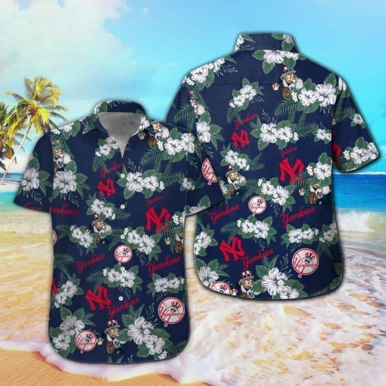 New York Yankees Hawaiian Shirt Tropical Flower Pattern Best Beach Gift