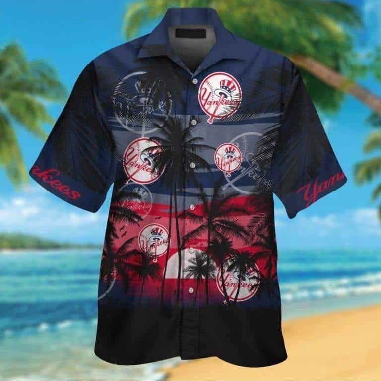 Vintage New York Yankees Hawaiian Shirt Coconut Tree Baseball Gift For Adults