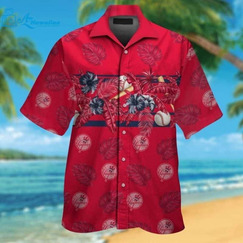 New York Yankees Hawaiian Shirt Tropical Pattern Gift For Beach Trip