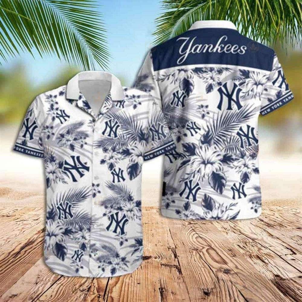 New York Yankees Hawaiian Shirt Hibiscus Flower Pattern Trendy Summer Gift