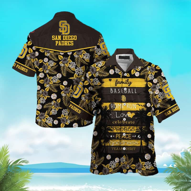 MLB San Diego Padres Hawaiian Shirt Tropical Flower Pattern All Over Print MLB San Diego Padres Hawaiian Shirt Tropical Flower Pattern All Over Print