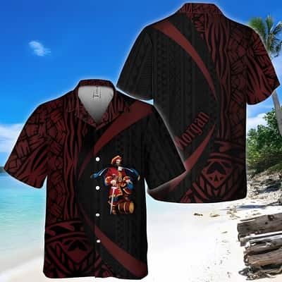Captain Morgan Hawaiian Shirt Polynesian Samoan Pattern Gift For Beach Trip