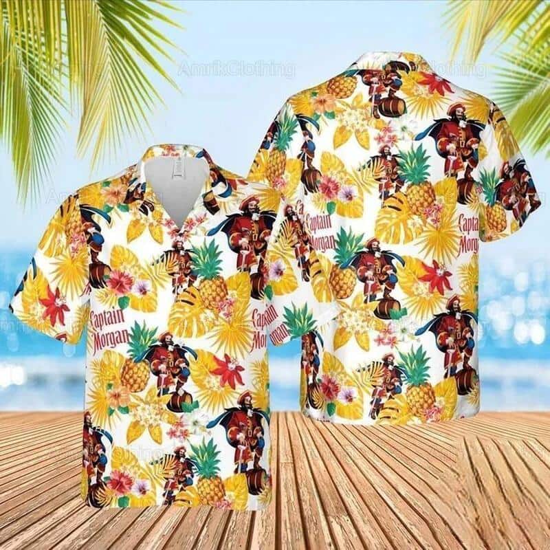 Captain Morgan Hawaiian Shirt Tropical Pineapple Pattern Best Beach Gift Captain Morgan Hawaiian Shirt Tropical Pineapple Pattern Best Beach Gift