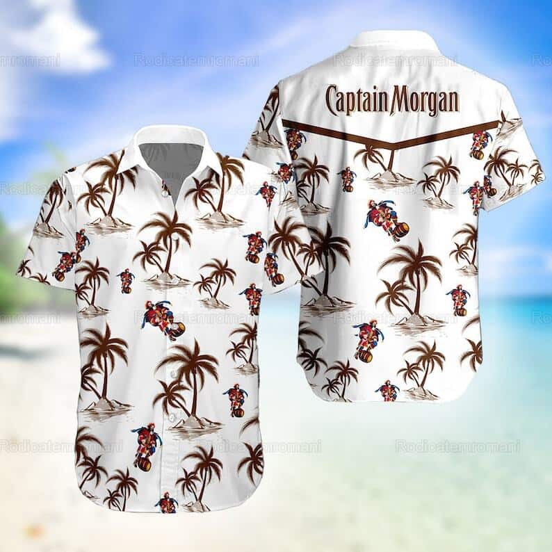White Aloha Captain Morgan Hawaiian Shirt Gift For Beach Vacation