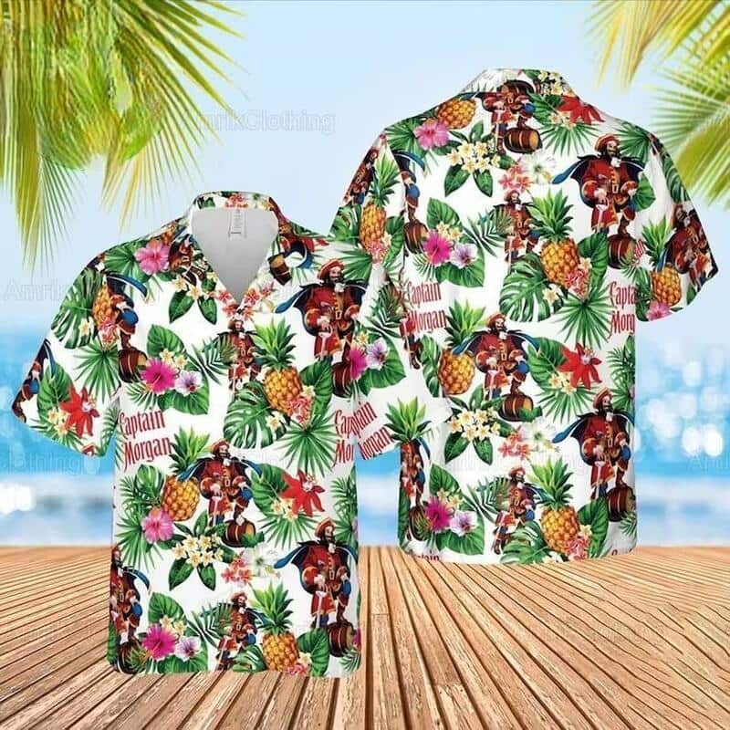 Captain Morgan Hawaiian Shirt Tropical Pineapple Pattern Practical Beach Gift Captain Morgan Hawaiian Shirt Tropical Pineapple Pattern Practical Beach Gift