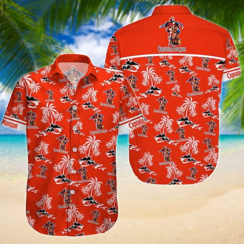 Captain Morgan Hawaiian Shirt Island Pattern Beach Vacation Gift