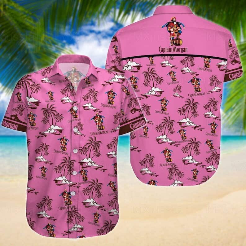 Captain Morgan Hawaiian Shirt Coconut Tree Pattern Practical Beach Gift