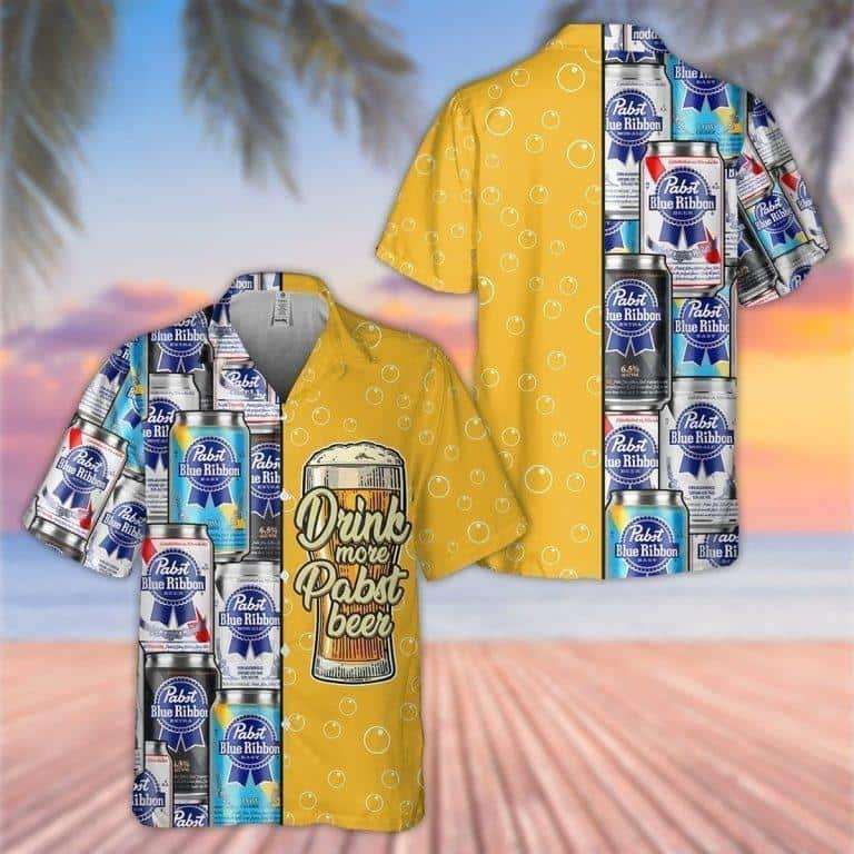 Drink More Pabst Blue Ribbon Beer Hawaiian Shirt Beach Gift For Him