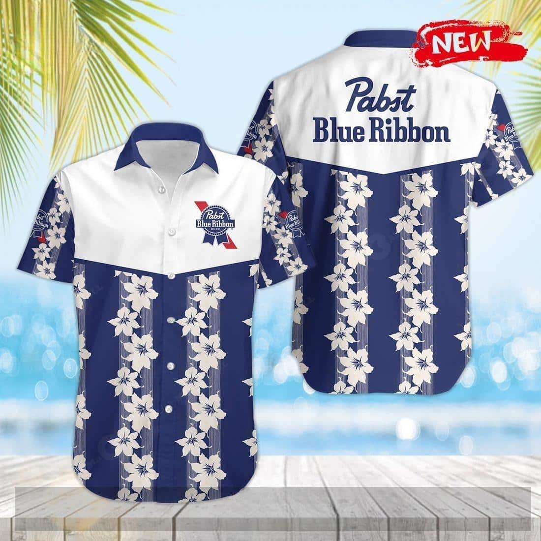 Pabst Blue Ribbon Beer Hawaiian Shirt Father's Day Gift For Beach Lovers