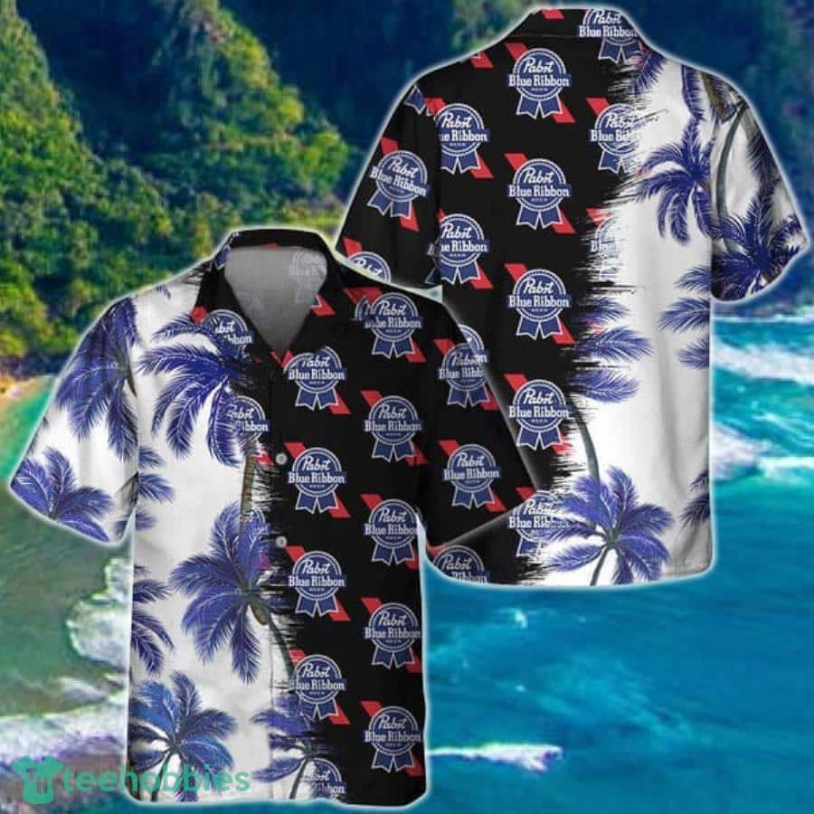 Pabst Blue Ribbon Hawaiian Shirt Palm Trees Beach Gift For Friend