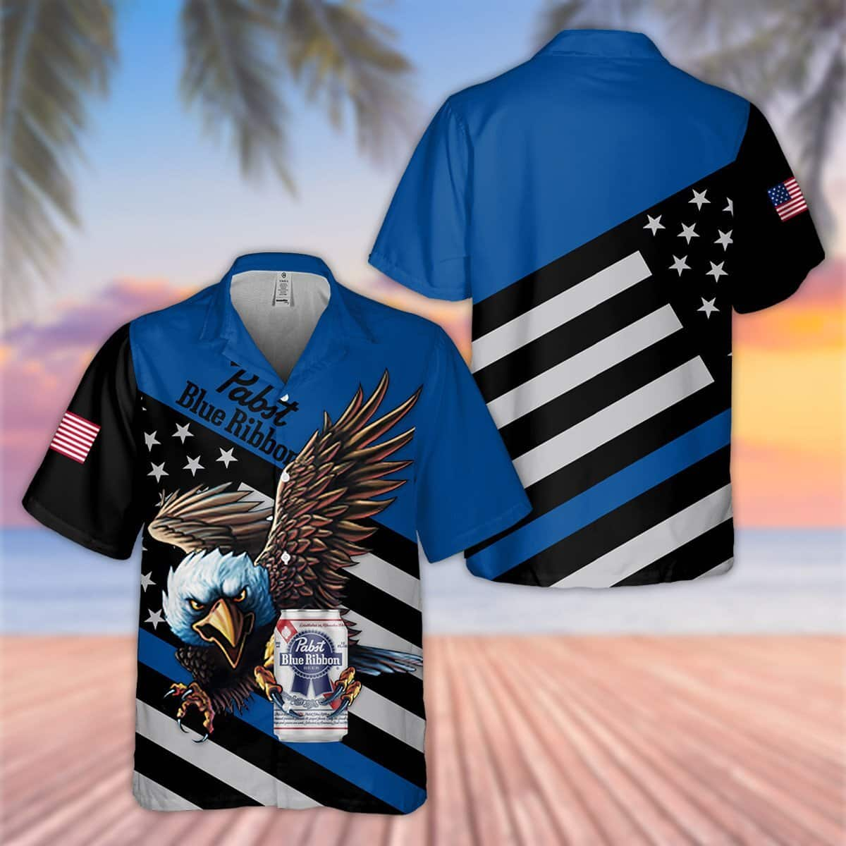 Pabst Blue Ribbon Beer Hawaiian Shirt Eagle Independence Day 4th Of July